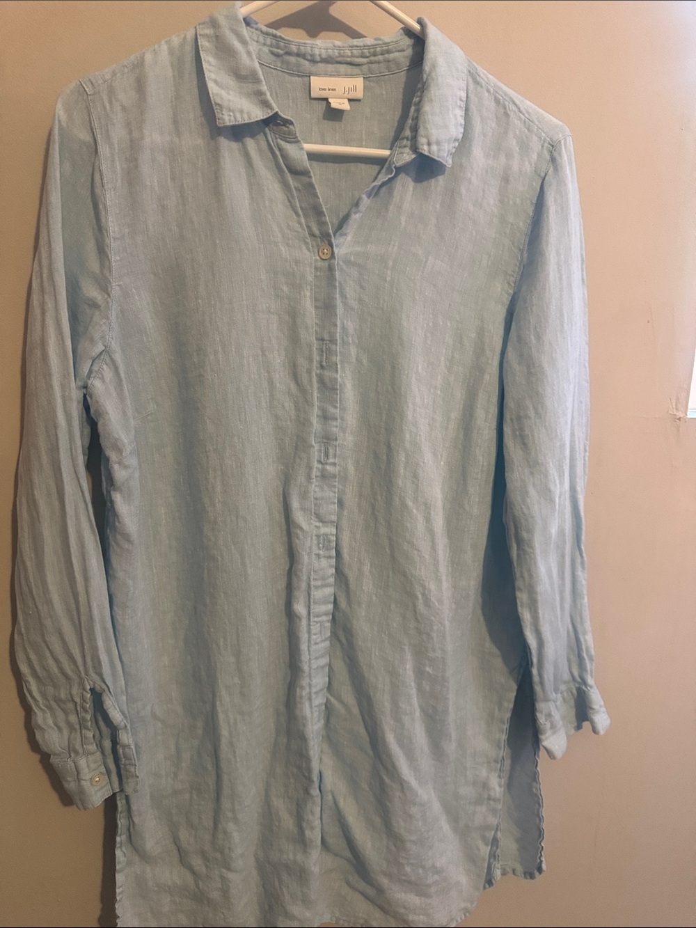 J. Jill love  linen Light Blue Linen Button-Down lCasual Shirt
